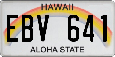 HI license plate EBV641