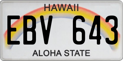 HI license plate EBV643