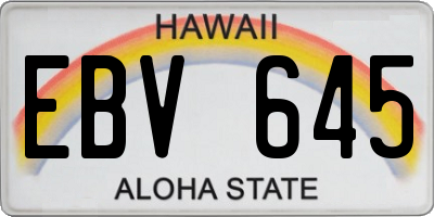 HI license plate EBV645
