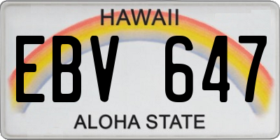 HI license plate EBV647