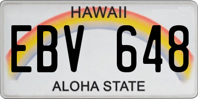 HI license plate EBV648
