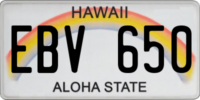 HI license plate EBV650