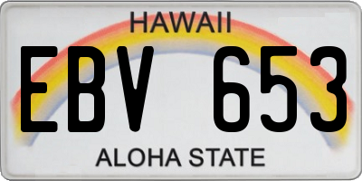 HI license plate EBV653