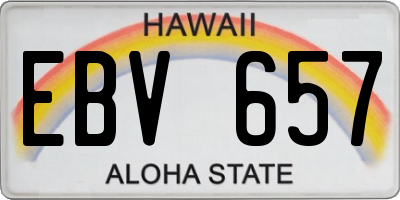 HI license plate EBV657