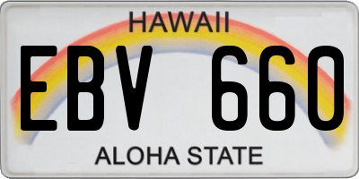 HI license plate EBV660