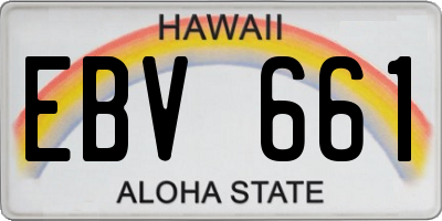 HI license plate EBV661