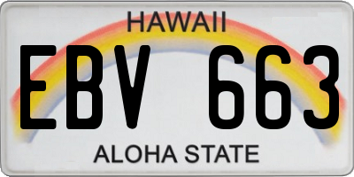 HI license plate EBV663