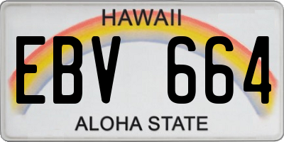 HI license plate EBV664