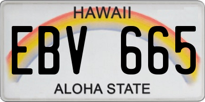 HI license plate EBV665