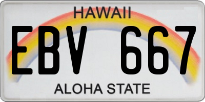 HI license plate EBV667