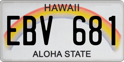 HI license plate EBV681