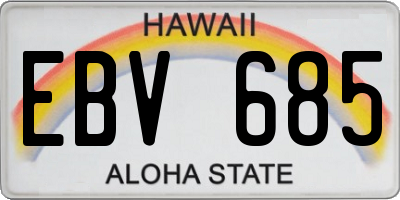 HI license plate EBV685