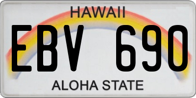 HI license plate EBV690
