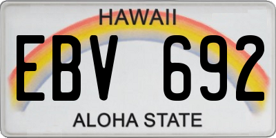HI license plate EBV692