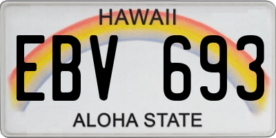HI license plate EBV693