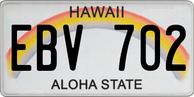 HI license plate EBV702