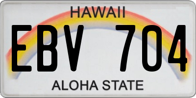 HI license plate EBV704