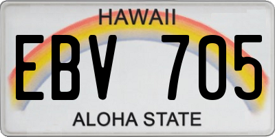 HI license plate EBV705
