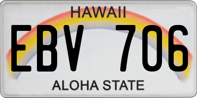 HI license plate EBV706