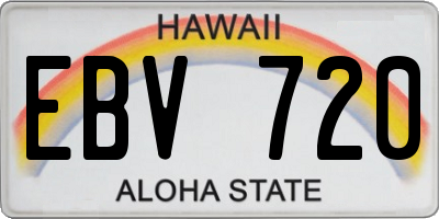 HI license plate EBV720