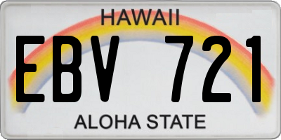 HI license plate EBV721