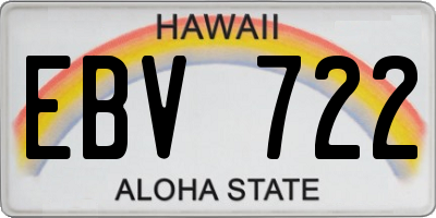 HI license plate EBV722