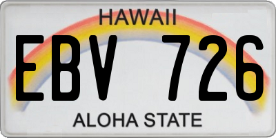 HI license plate EBV726