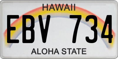 HI license plate EBV734