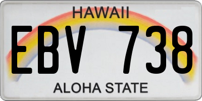 HI license plate EBV738