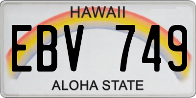 HI license plate EBV749