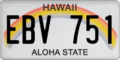 HI license plate EBV751