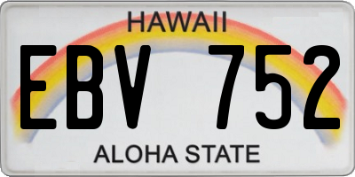 HI license plate EBV752