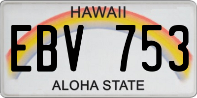 HI license plate EBV753