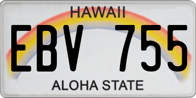 HI license plate EBV755