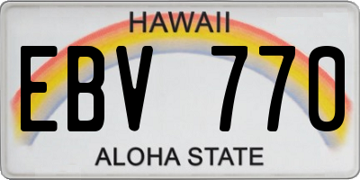 HI license plate EBV770