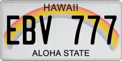 HI license plate EBV777