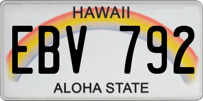 HI license plate EBV792