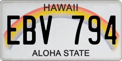 HI license plate EBV794