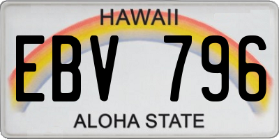 HI license plate EBV796