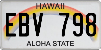 HI license plate EBV798