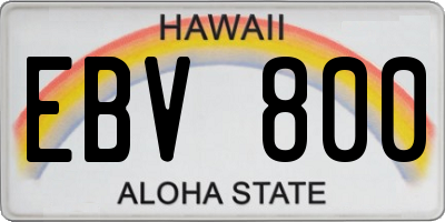 HI license plate EBV800