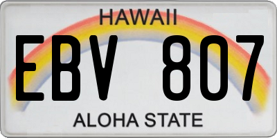 HI license plate EBV807