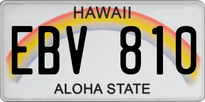 HI license plate EBV810