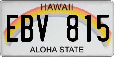HI license plate EBV815