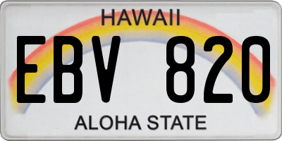 HI license plate EBV820