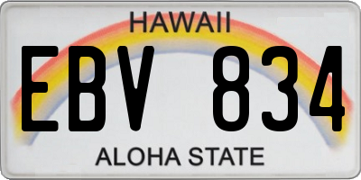 HI license plate EBV834