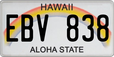 HI license plate EBV838