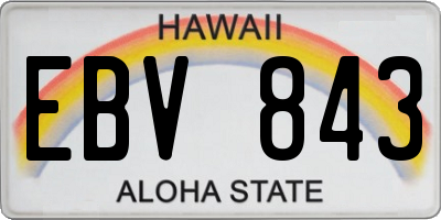 HI license plate EBV843