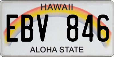 HI license plate EBV846