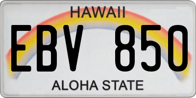 HI license plate EBV850